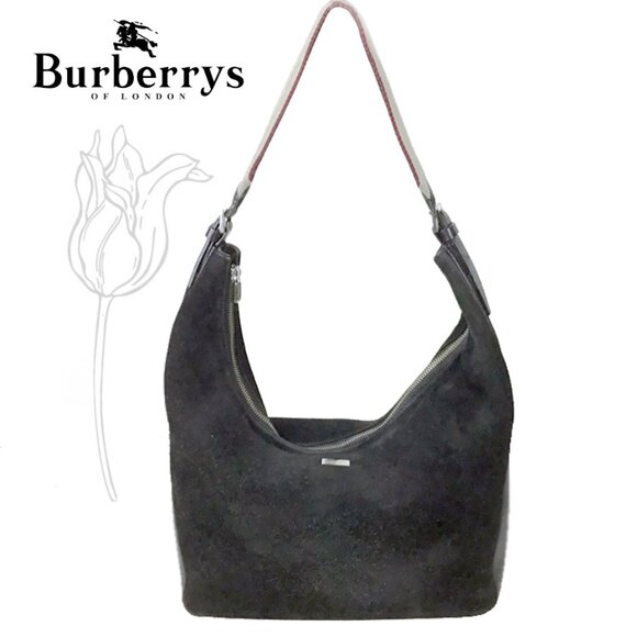 BURBERRY Hobo Large Suede/Leather Big Vintage Bag - Picture 1 of 16